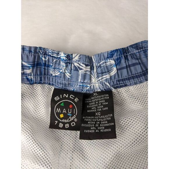 Maui & Sons Men's board shorts trunks Surf Floral Hawaiian Blue Sz XL NWT - Picture 5 of 9